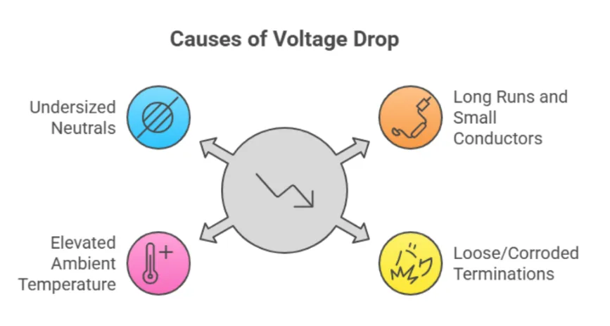 Common causes of voltage drop in field circuits