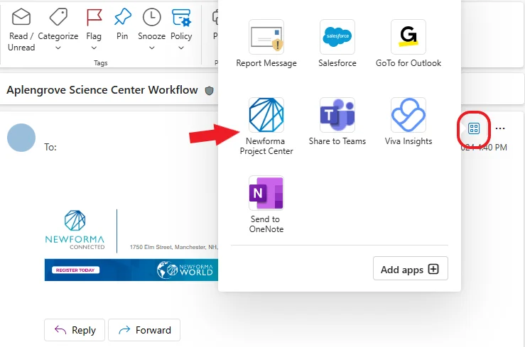 Newforma Project Center interface