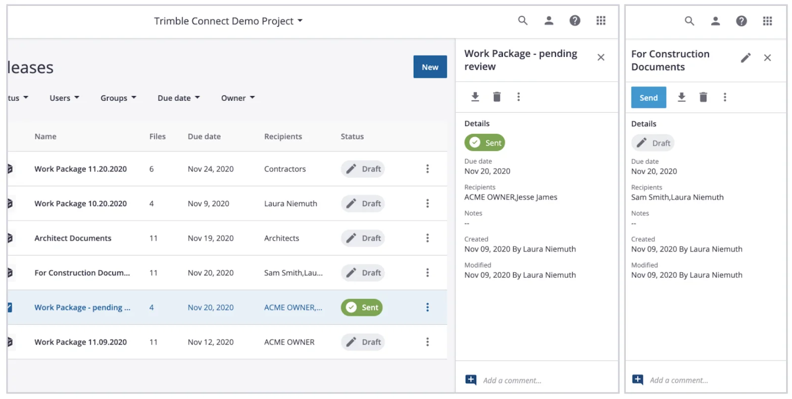 Trimble Connect platform interface