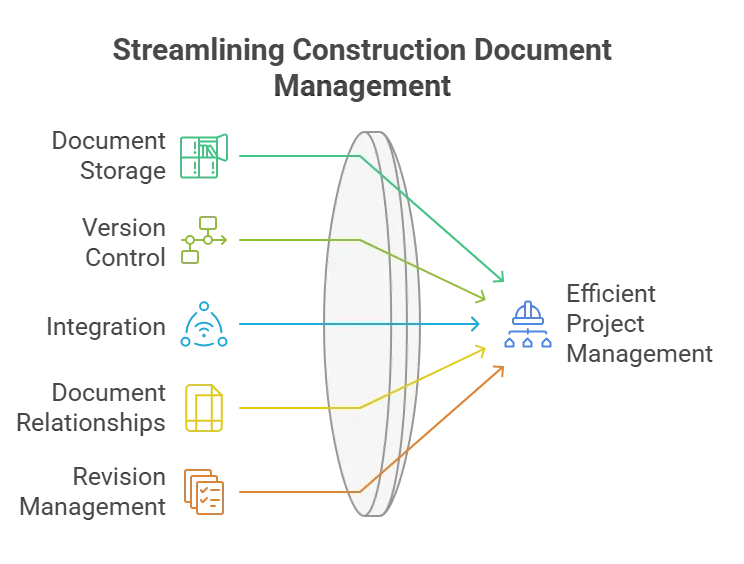 Diagram showing the construction document management software concept